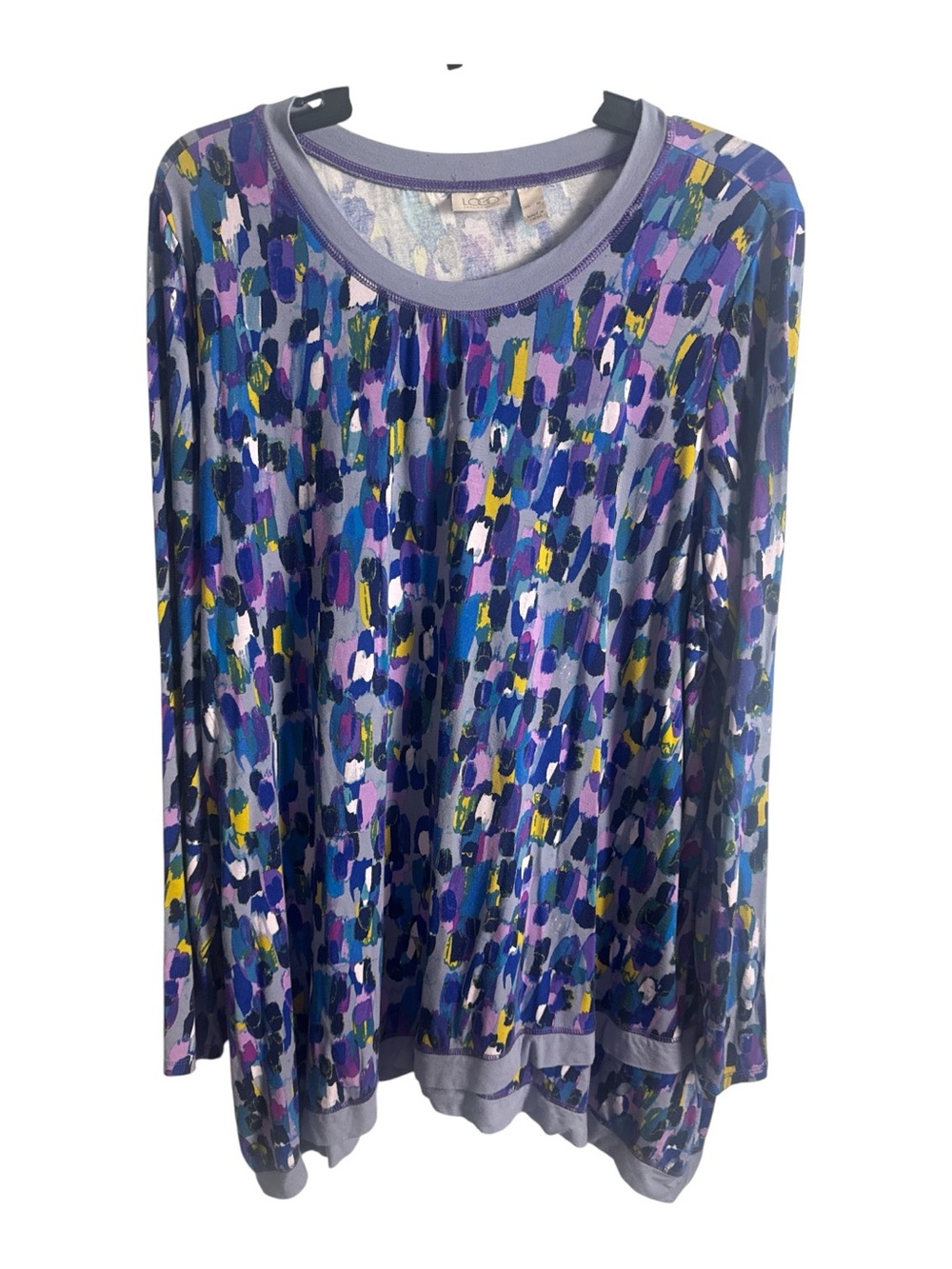 LOGO Lori Goldstein Starry Purple Watercolor Abstract Tunic XL - Picture 7 of 8